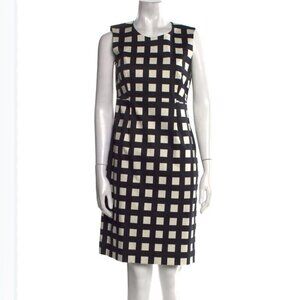 Kate Spade New York Grid Print Midi Dress | Black & Cream, Size 14